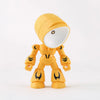 A yellow bendable robot night light with a round lens and soft glow.
