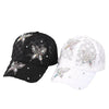 Lace Butterfly Snapback Cap with Rhinestone Accents