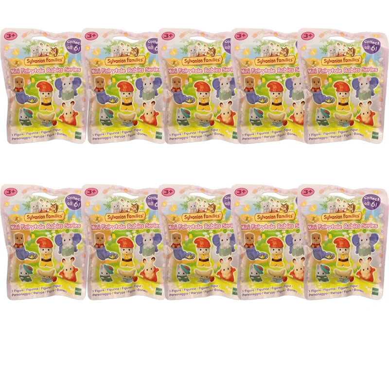 A set of Sylvanian Families mini kitchen playsets featuring various characters and food accessories.
