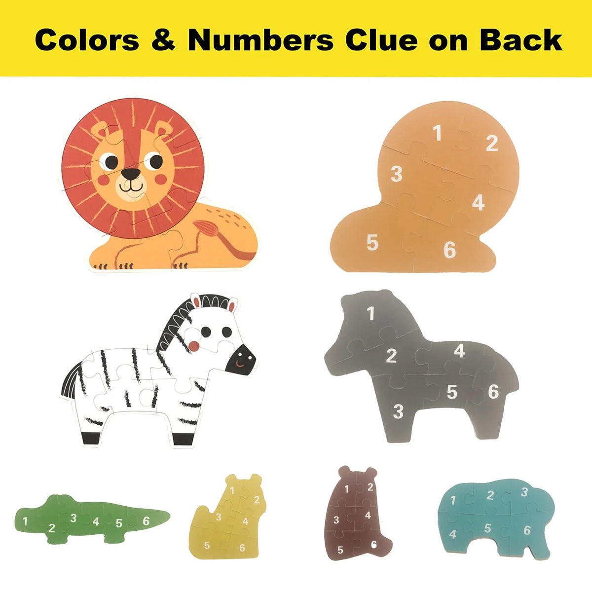 Wooden Animal Jigsaw Puzzles for Toddlers – Set of 6