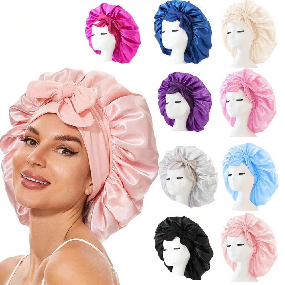 Adjustable Satin Sleep Bonnet with Tie Band