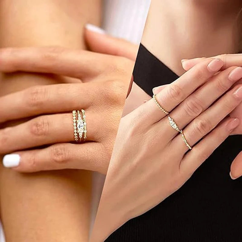 Dainty Gold-Plated Stacking Rings with Cubic Zirconia