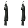 Black durable polyester luggage strap with a metal ID tag attached.