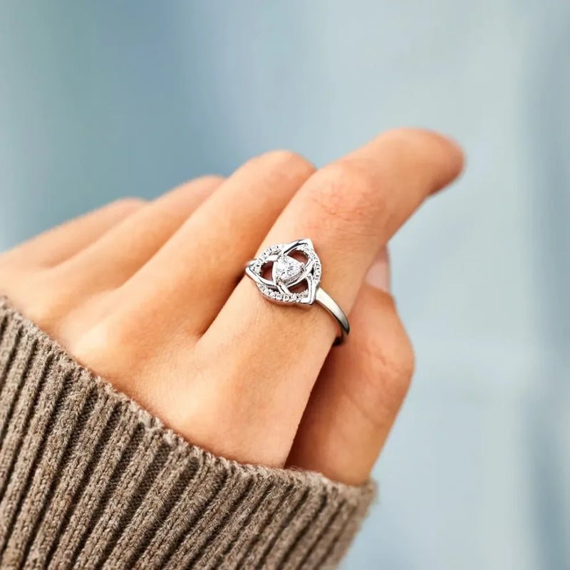 Triquetra Trinity Knot Ring with Cubic Zirconia