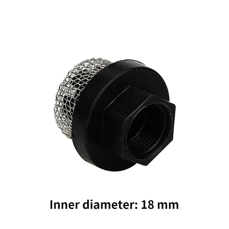 Black airless sprayer pump plunger rod and valve repair kit with a mesh head.