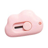 A pink compact rabbit mini cutter with a retractable blade and a round button.