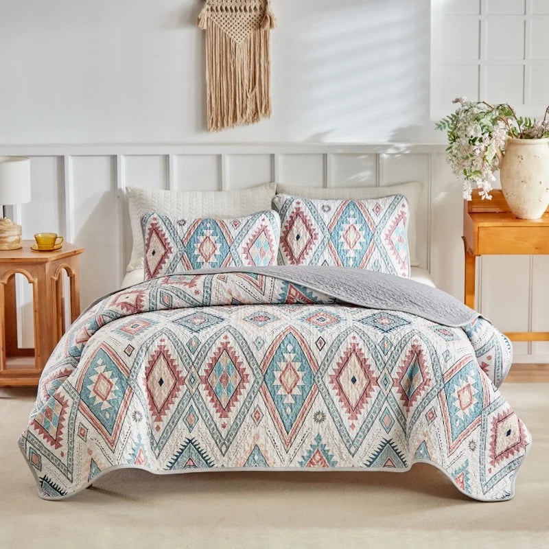 Quilted Bedspread Set with Matching Pillowcases