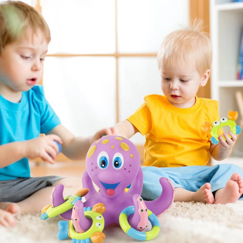 Floating Octopus Bath Toy with Ring Toss Game