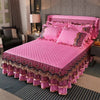 Crystal Velvet Gold Lace Bed Skirt with Anti-Slip Base