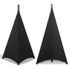 Black universal stretchable speaker stand cover with a vertical pole.