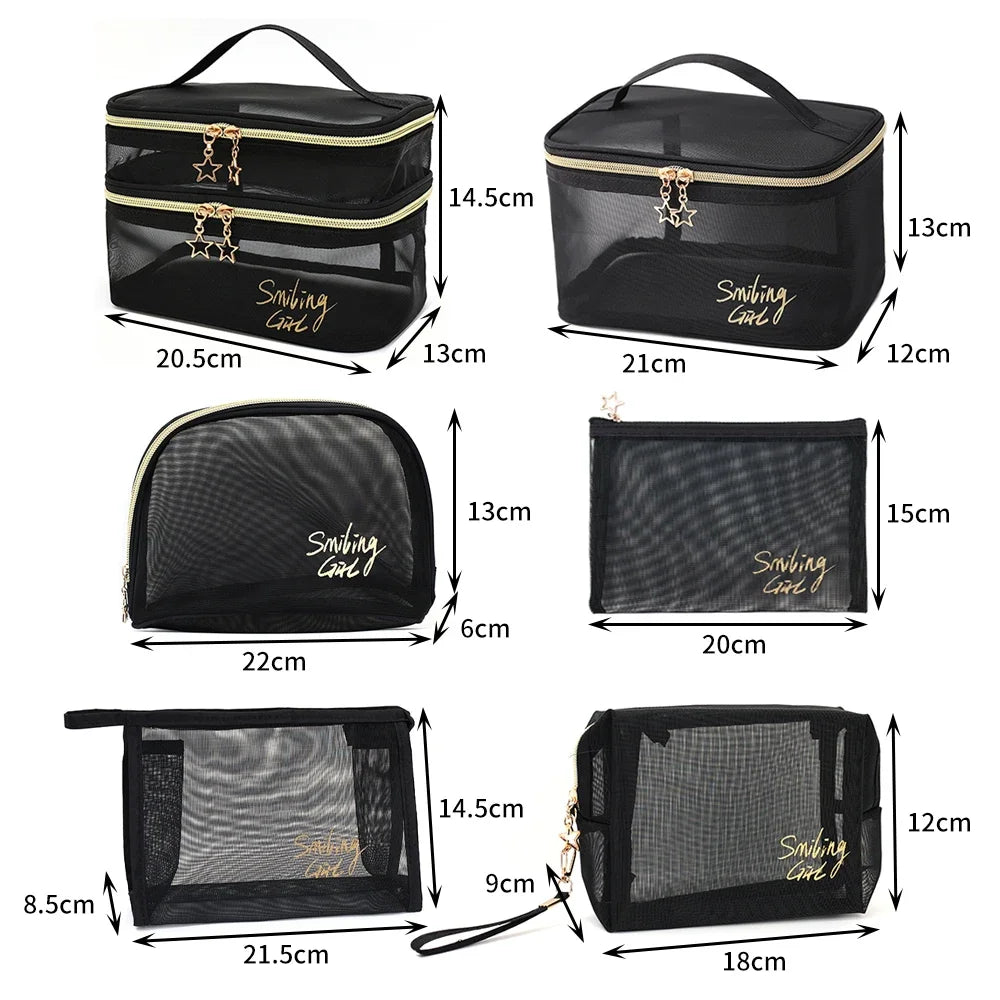 Large Capacity Mesh Travel Makeup Bag Organizer