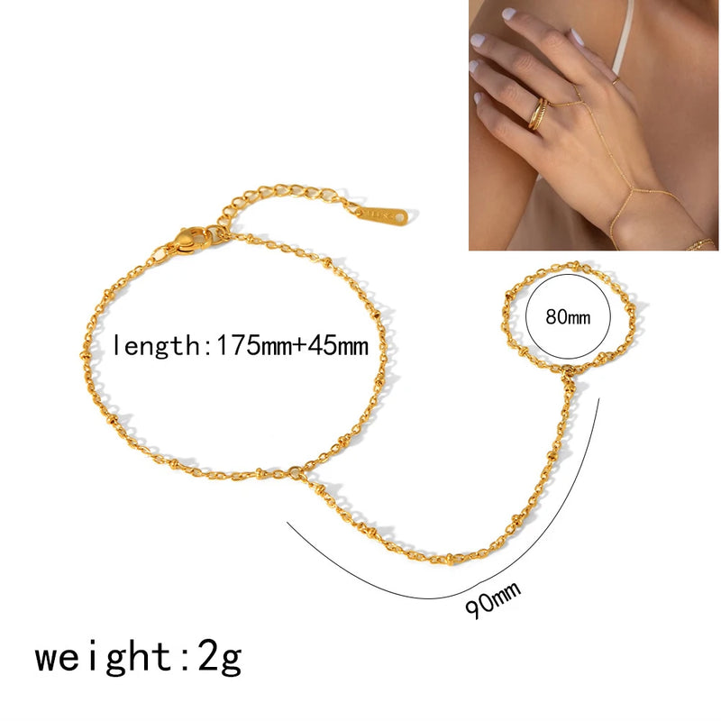 Dainty Gold-Plated Hand Chain with Cubic Zirconia