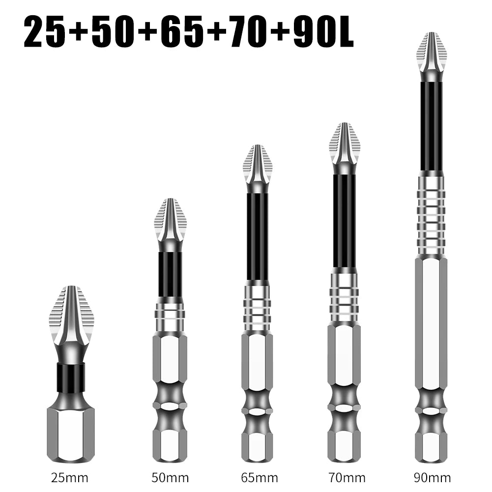 Magnetic Cross Head Screwdriver Bit Set (S2 Steel, Anti-Slip)
