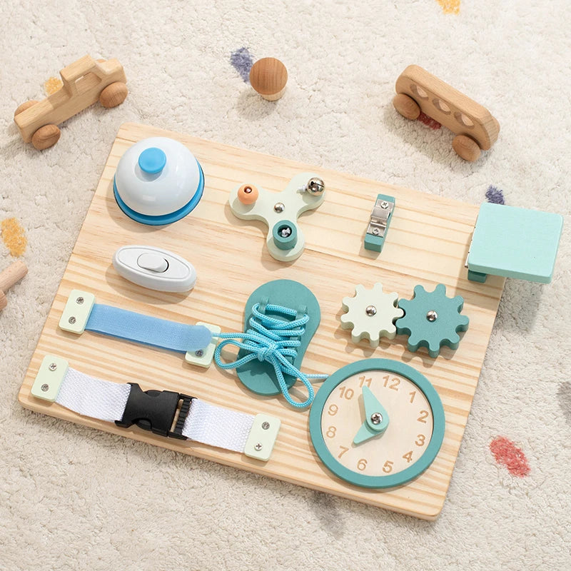 Wooden Montessori Busy Board for Toddlers