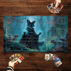 Fantasy Card Playmat with Rabbit Archer & Raccoon Design