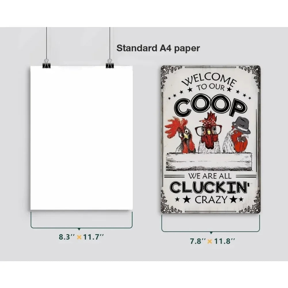 Retro Funny Chicken Farm Metal Sign for Kitchen and Coop