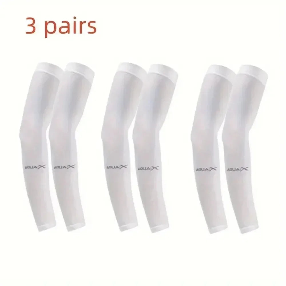 Trois paires de manches de protection UV blanches ou couvre-bras respirants pour les activités de plein air