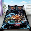 Demon Slayer Nezuko duvet cover set featuring a dark background with characters and blue and orange energy effects