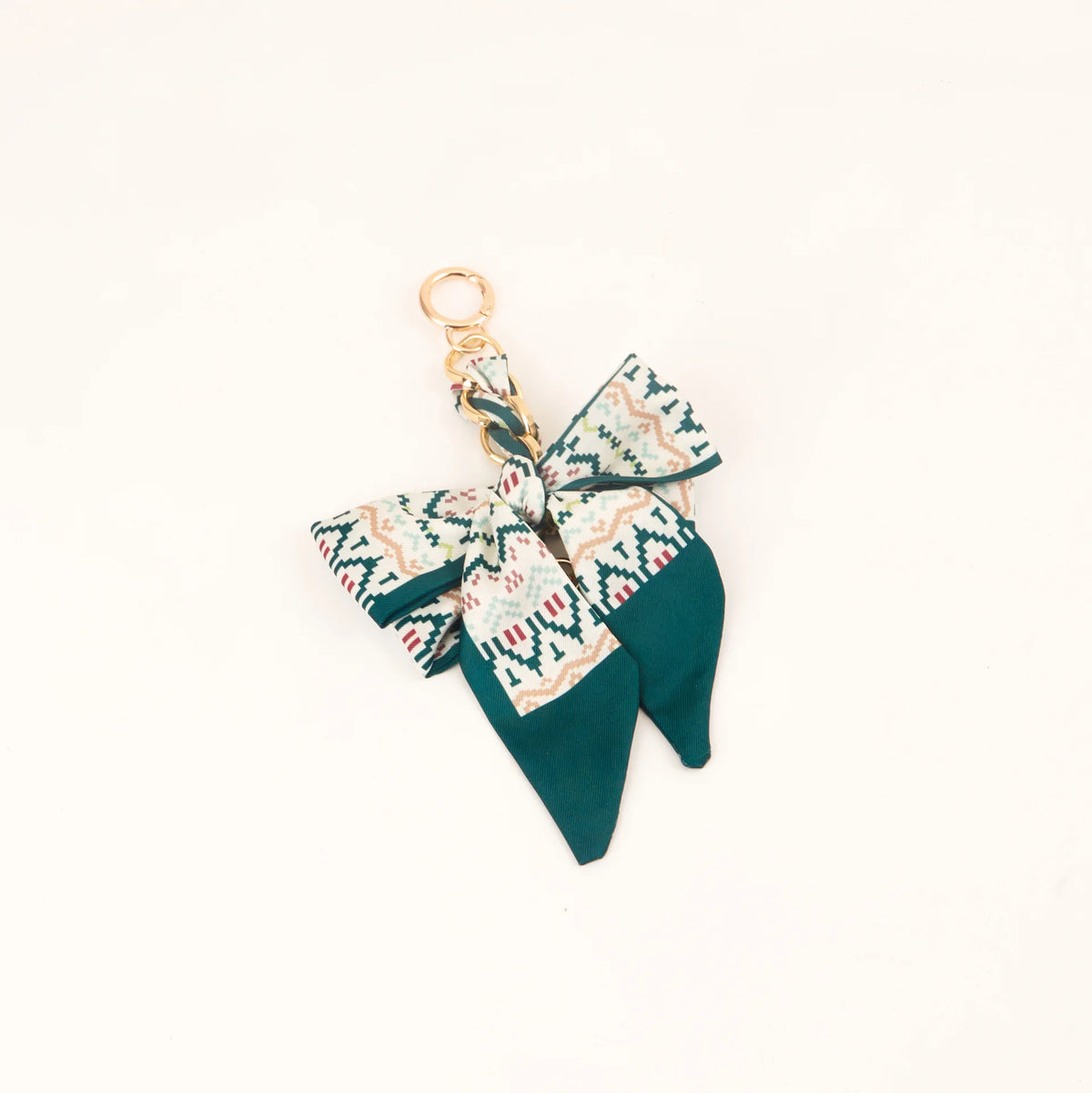 Chic Silk Bow Keychain with Ribbon Charm
