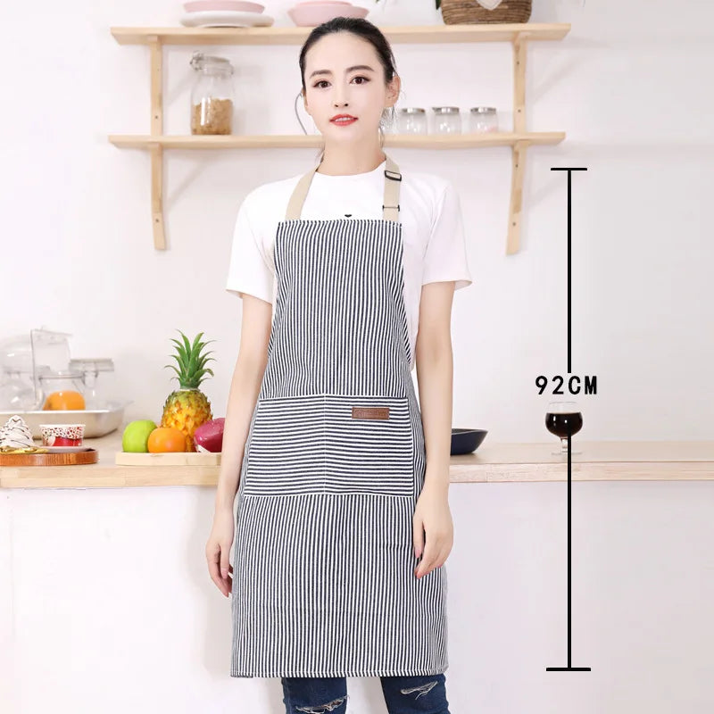 Striped Kitchen & Work Apron with Adjustable Neck Strap