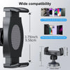 A black magnetic phone holder with various compatibility options for iPhone, Android, Otterbox, and thick cases.