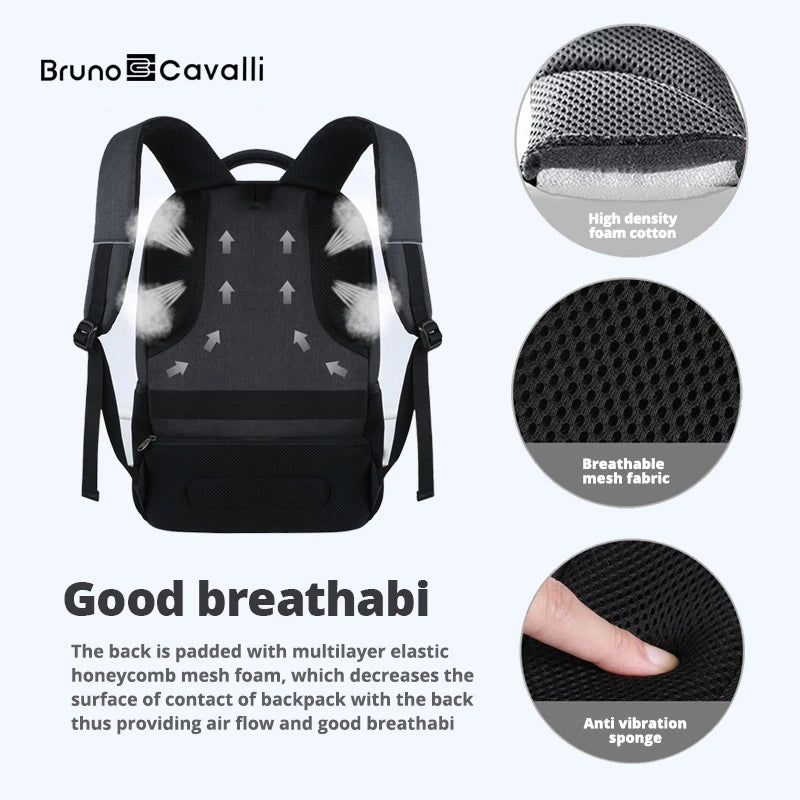 Sac à dos pour ordinateur portable de voyage d'affaires noir avec mousse en maille honeycomb élastique multi-couches pour une