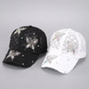 Lace Butterfly Snapback Cap with Rhinestone Accents