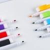 An assortment of eight fine tip whiteboard markers in various colors, including yellow, green, blue, red, and black.