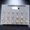 Classic Rhinestone Stud Earrings Set