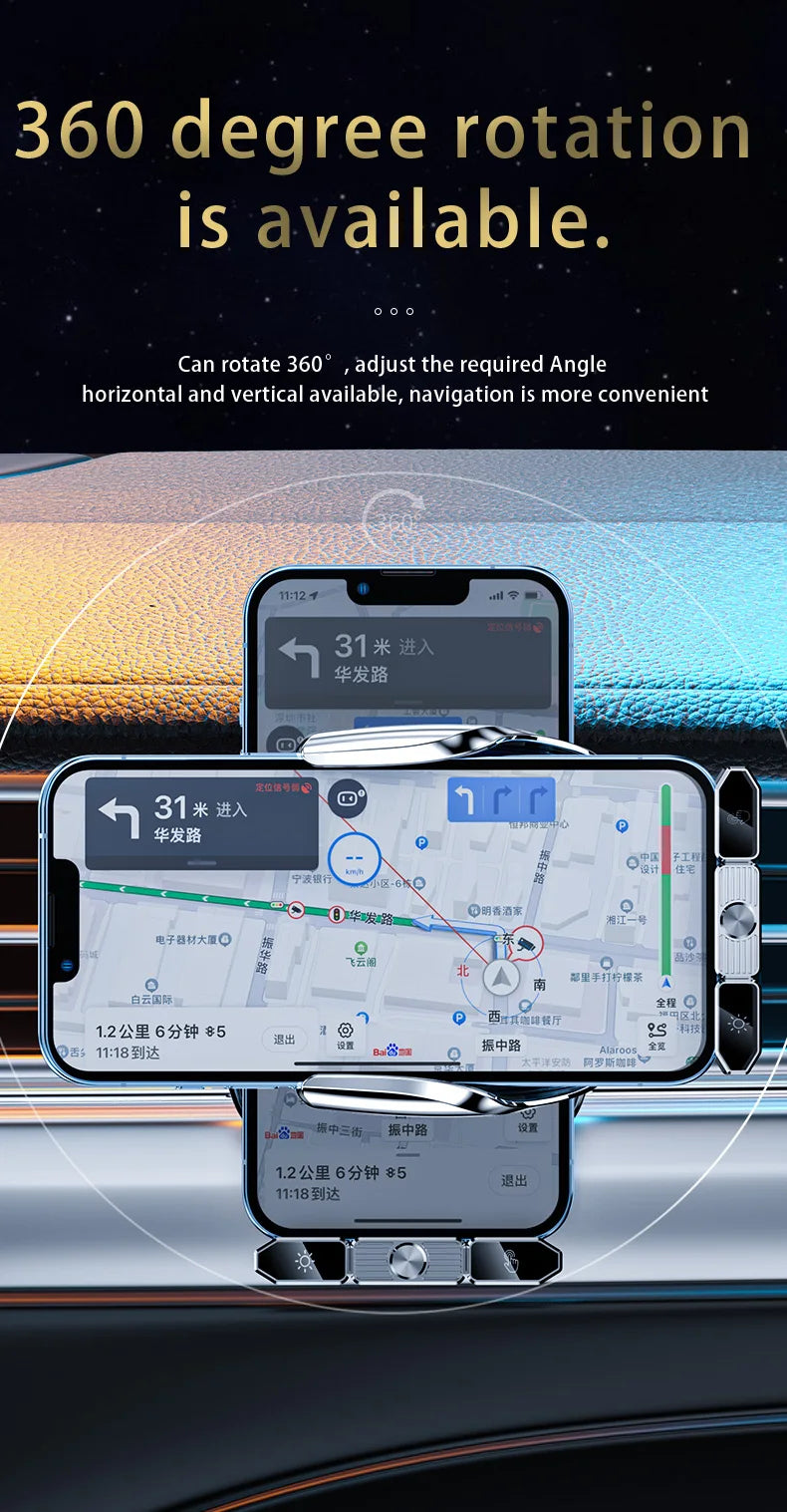 150W Magnetic Wireless Car Charger Mount with Auto-Clamping Cradle