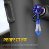 A close-up of a motorcycle key head cover featuring a polished titanium keychain attached to the product.
