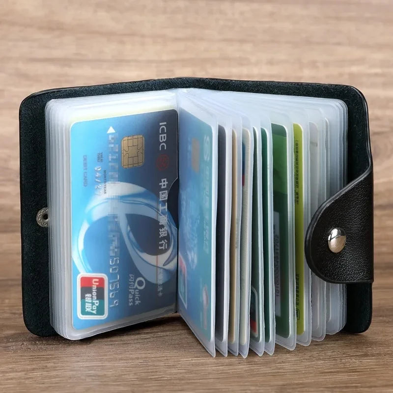 Compact Leather Card Holder Wallet with 24 Slots