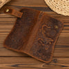 Vintage Leather Bifold Wallet with Metal Chain
