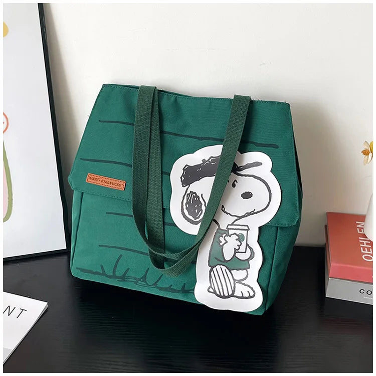 Snoopy Canvas Tote Bag with Crossbody Strap
