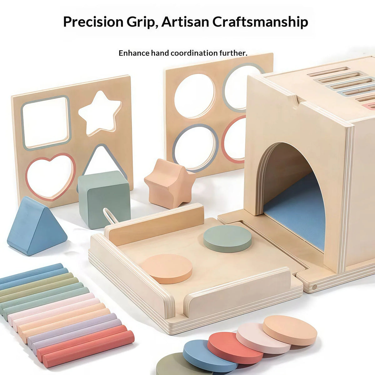Montessori 4-in-1 Wooden Color Sorting & Shape Matching Box for Toddlers