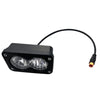 Black high-intensity waterproof LED pod spotlight headlight with a flexible wire.