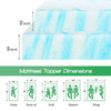 Diagram showing mattress topper dimensions and sizes for Twin, Twin XL, Full, Queen, and King mattresses.