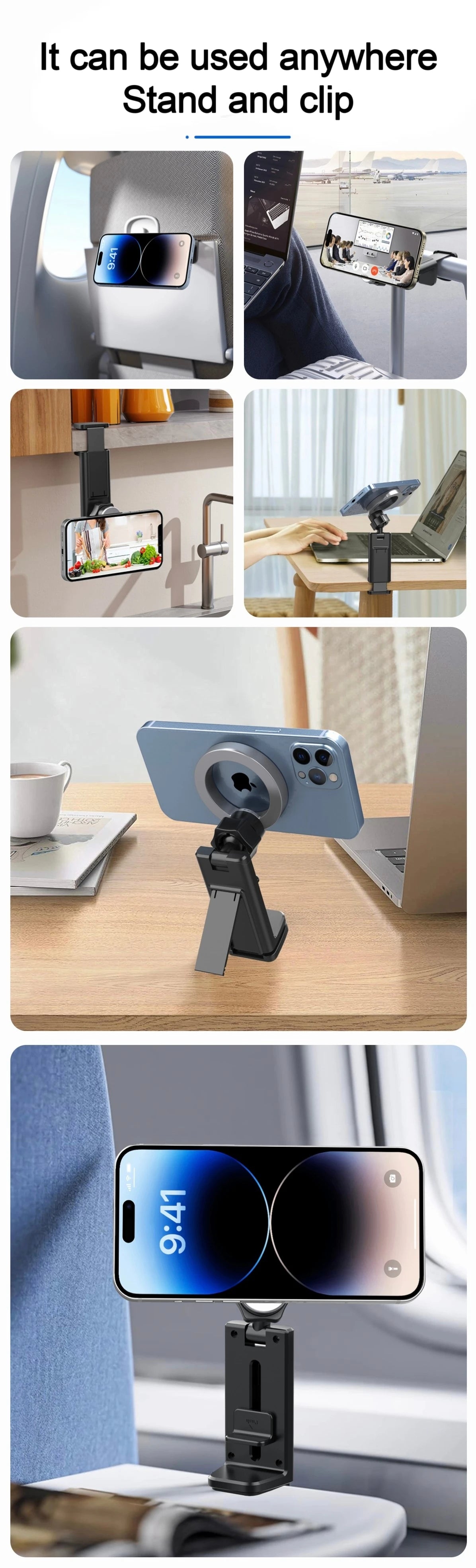 Magnetic Phone Holder for Travel and Desktop