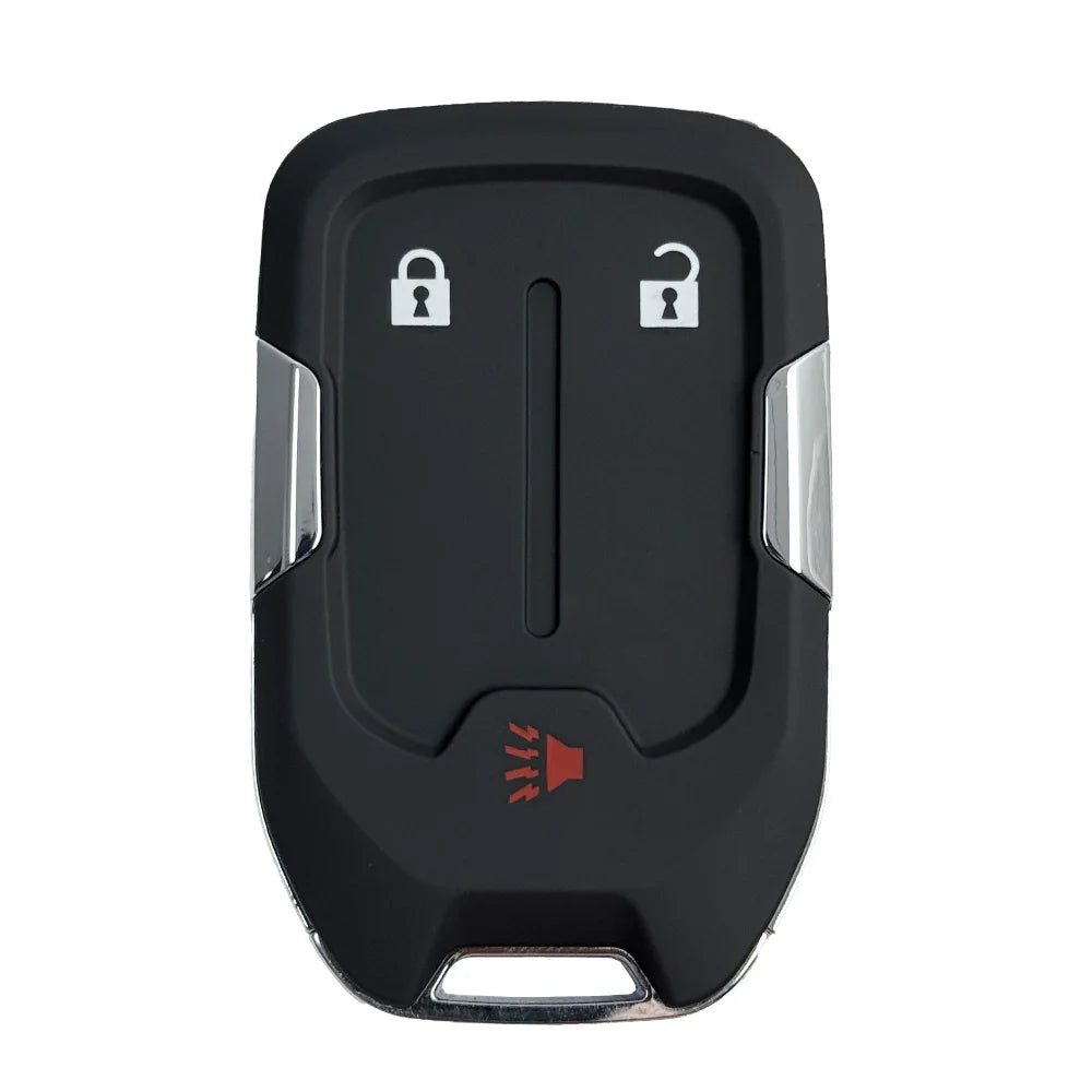 Black replacement remote key for Chevrolet and GMC models with lock icons and a speaker symbol