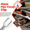 A close-up view of a silver hose pipe clamp clip tool used for securing hoses with plastic snap connectors.