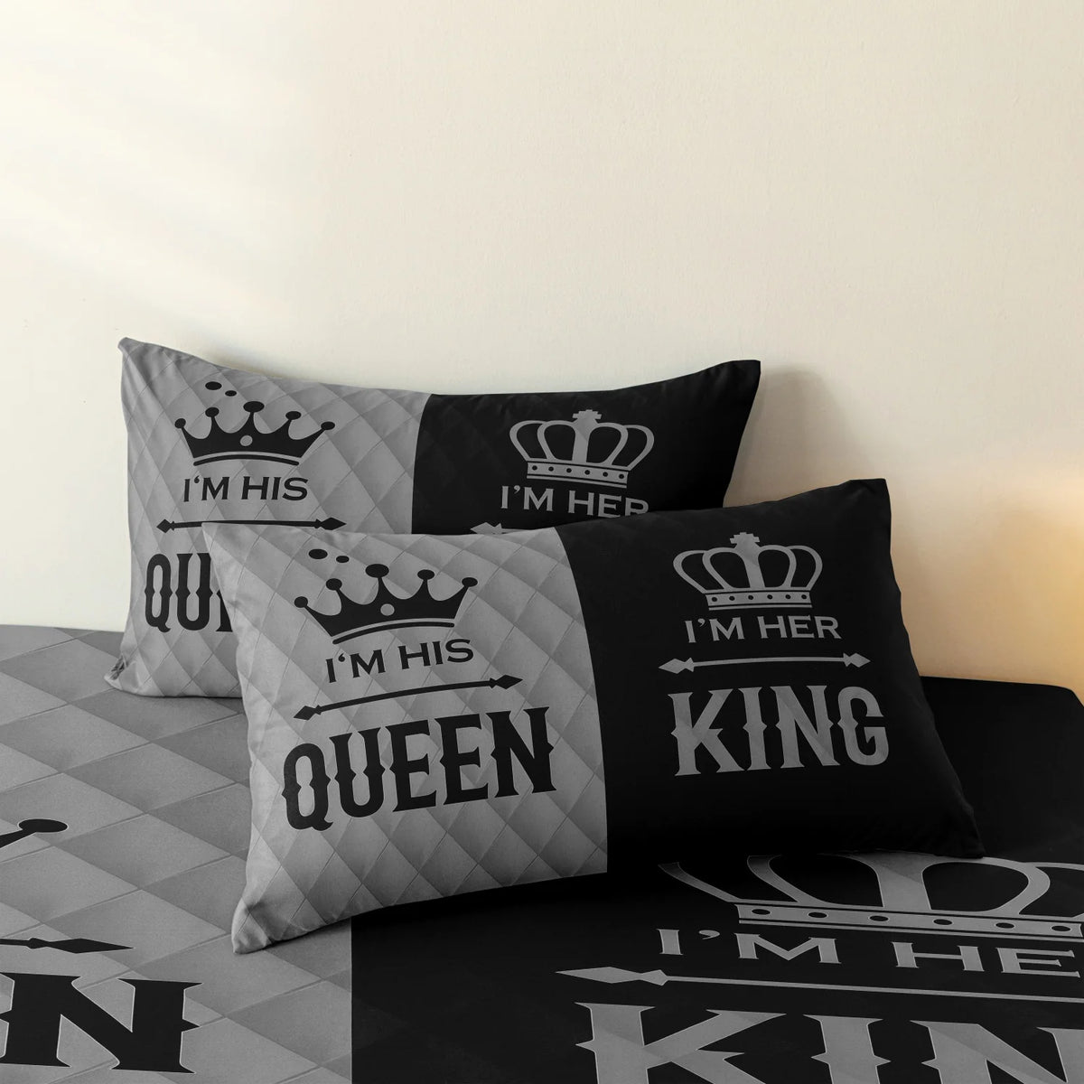 King & Queen Crown Print Duvet Cover Set