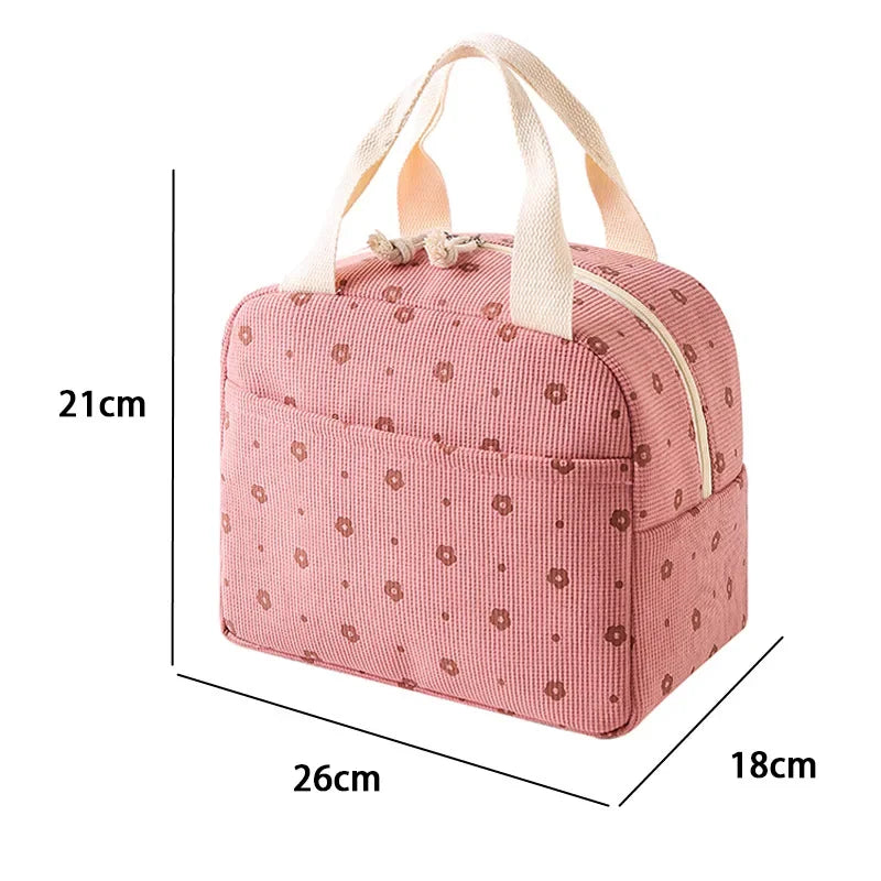 Isolier-Lunchtasche aus Cord mit Blumenmuster