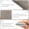 Three steps showing the features of a dual-sided car interior cleaning sponge set including durability, microfiber material, 