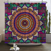 Mandala Boho Shower Curtain with Floral Print
