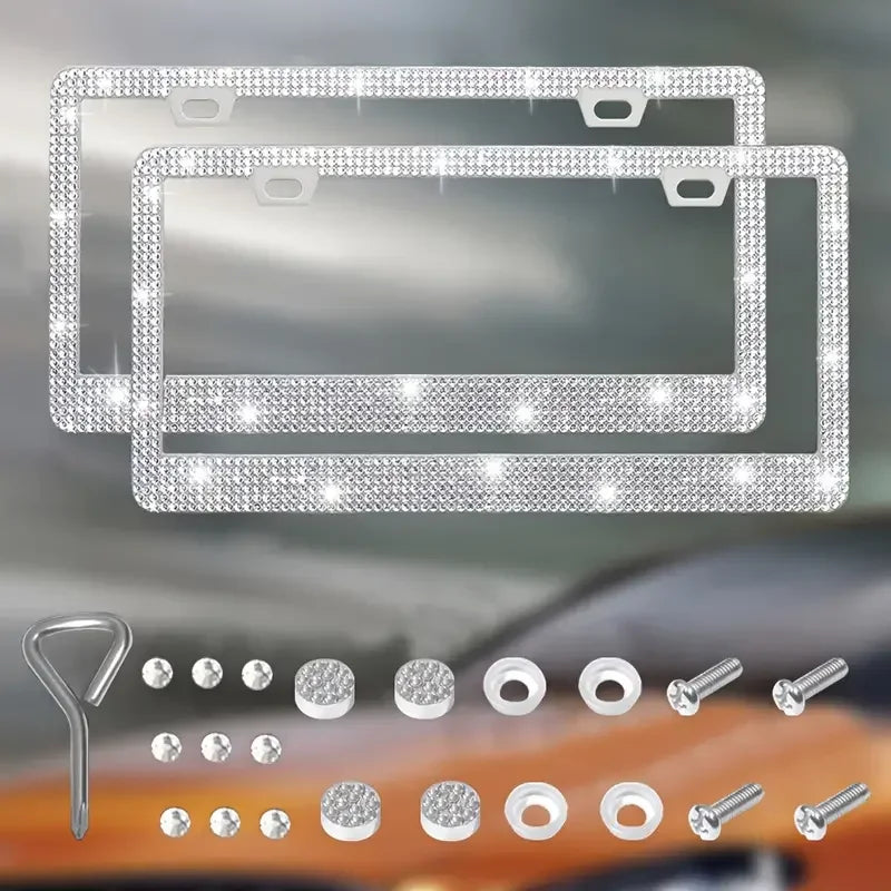 Crystal Rhinestone License Plate Frame for Cars