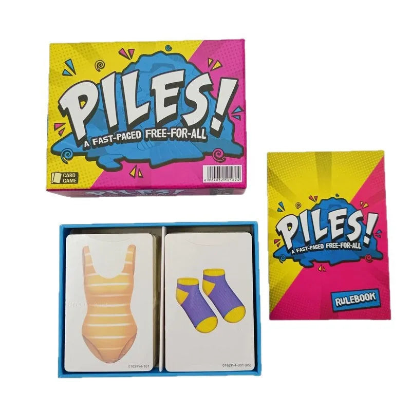 A box and a deck of cards for the piles fast-paced free-for-all card game