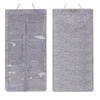 A gray felt eyewear organizer with sixteen slots, designed for hanging or wall mounting.