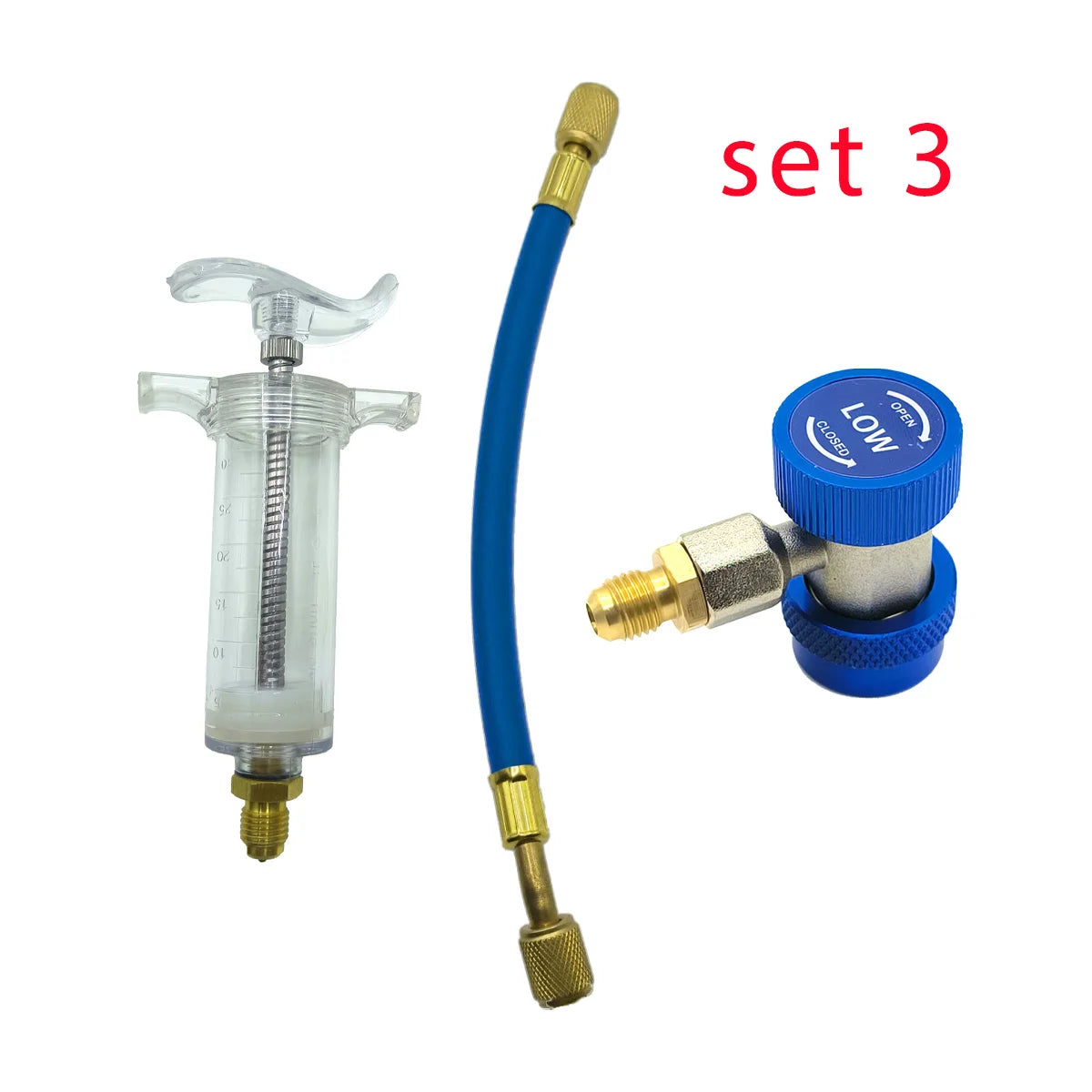 Car A/C Oil and Dye Injector with Low-Side Quick Coupler