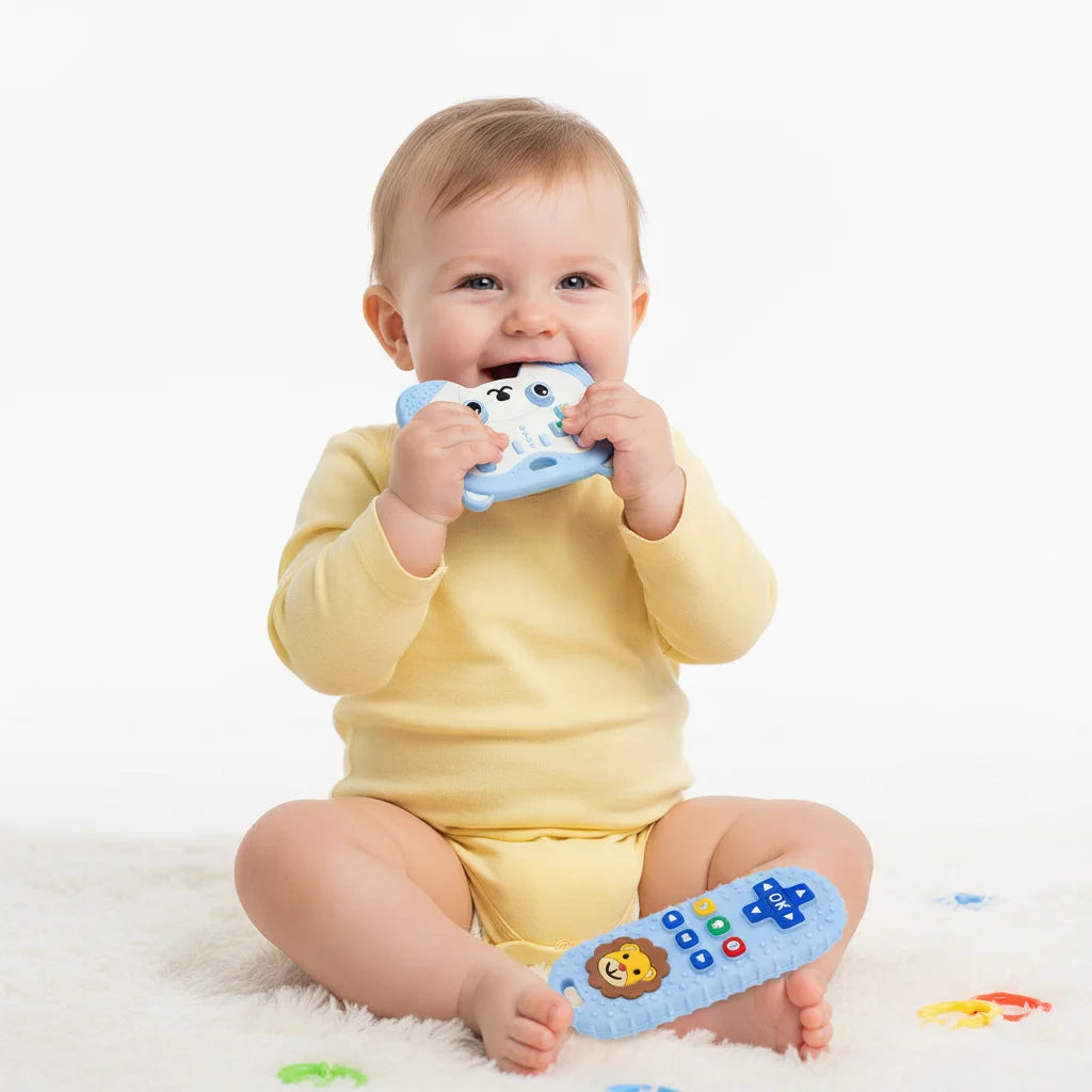 Silicone Baby Teether Set: Bear Game Controller & Lion Remote