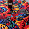 Bohemian Cotton Linen Fabric with Vintage Ethnic Print